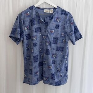 Bugatchi Blue Floral Patchwork Women's Shirt